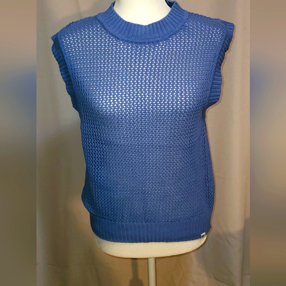 DKNY Blue Sleeveless Knit Top
